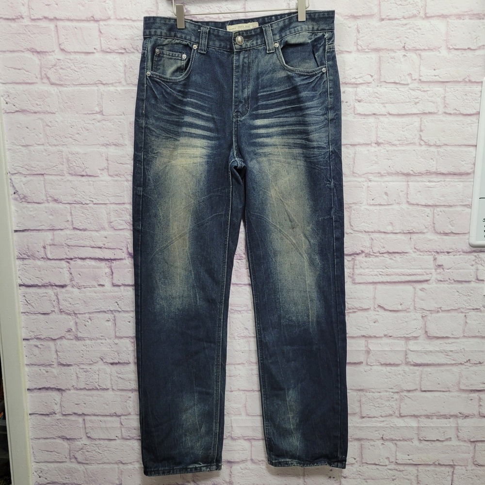 Chams Chelsea Slim‎ Fit Jeans Men 32 fits 36 Distressed Y2K Baggy Grunge *FLAW